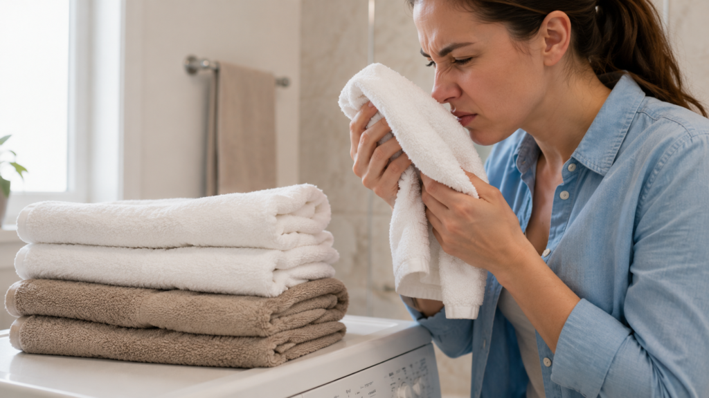 toallas huelen mal lavadora recién lavadas olor humedad baño