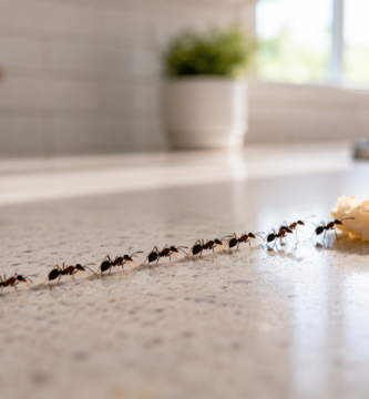 hormigas en la cocina fila encimera migas plaga primavera