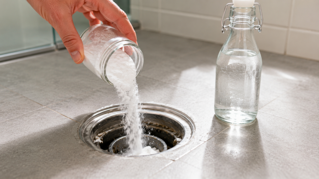 baño huele mal solución bicarbonato vinagre desagüe mantenimiento