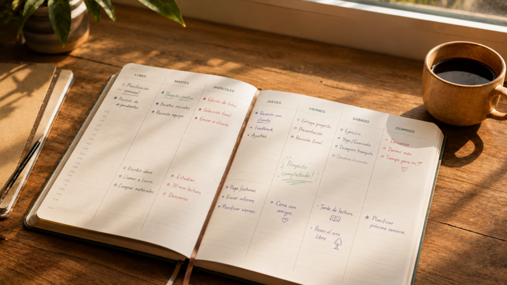 productividad con IA agenda semanal planificación tareas prioridades ChatGPT