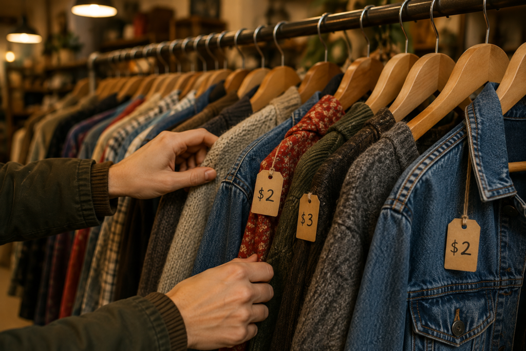 ropa de segunda mano tienda perchero prendas marca precio bajo